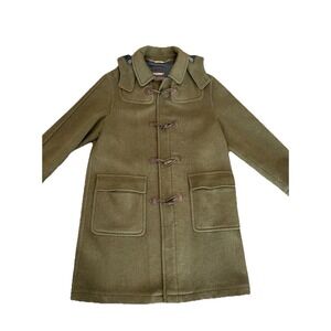 Paul Stuart Men's Wool Cashmere Hooded Toggle Coat L Italy Olive Green 42